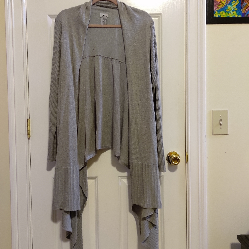 Worthington  Women's Light Grey Lightweight Long Sleeve Cardigan Sweater Size XL